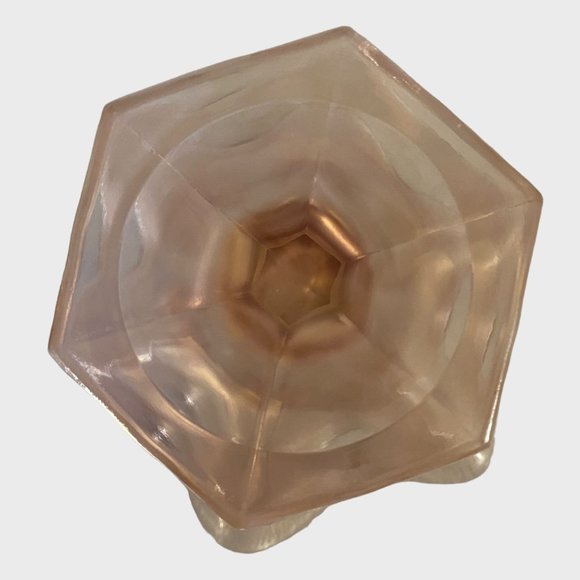 Vintage Fenton Art Deco Pink Velva Stretch Carnival Glass Ruffled Compote 6.5'' - Picture 5 of 13